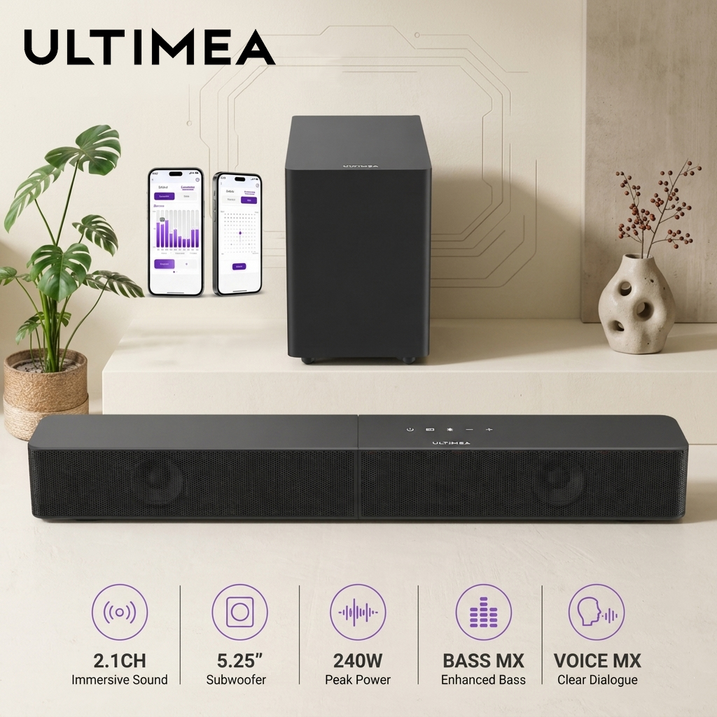 Home Theater Speaker - ULTIMEA Poseidon R3T 2.1ch Soundbar with
