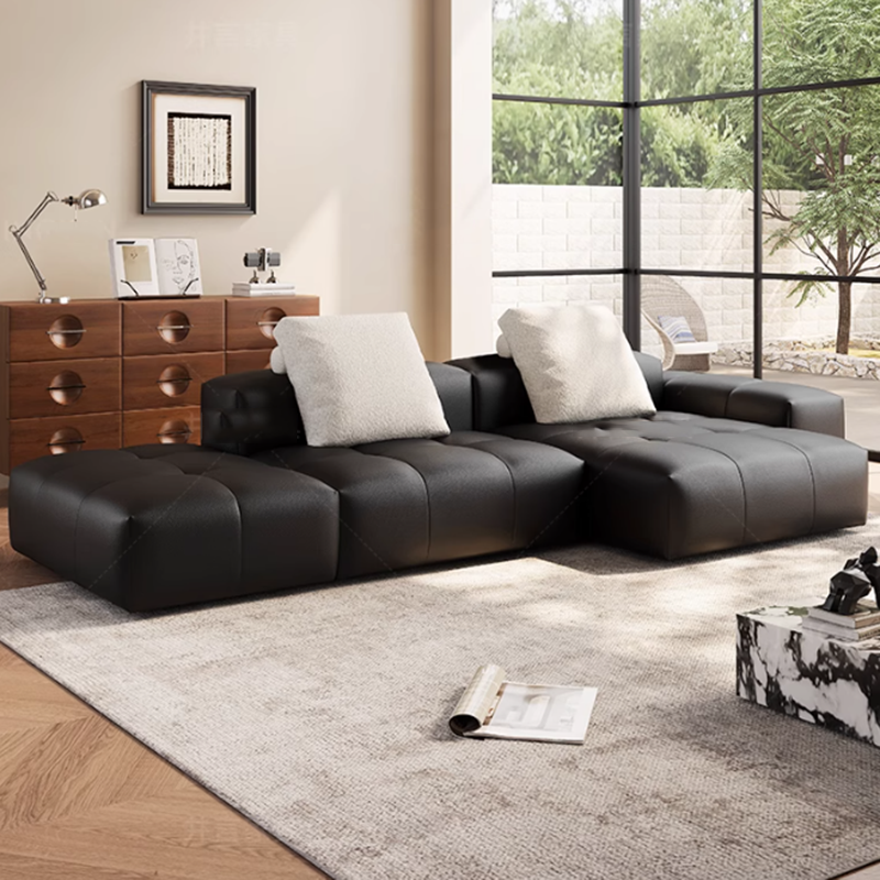 Home Cinema Furniture - Nordic Leather Compressed Sofa Minimalist Luxury