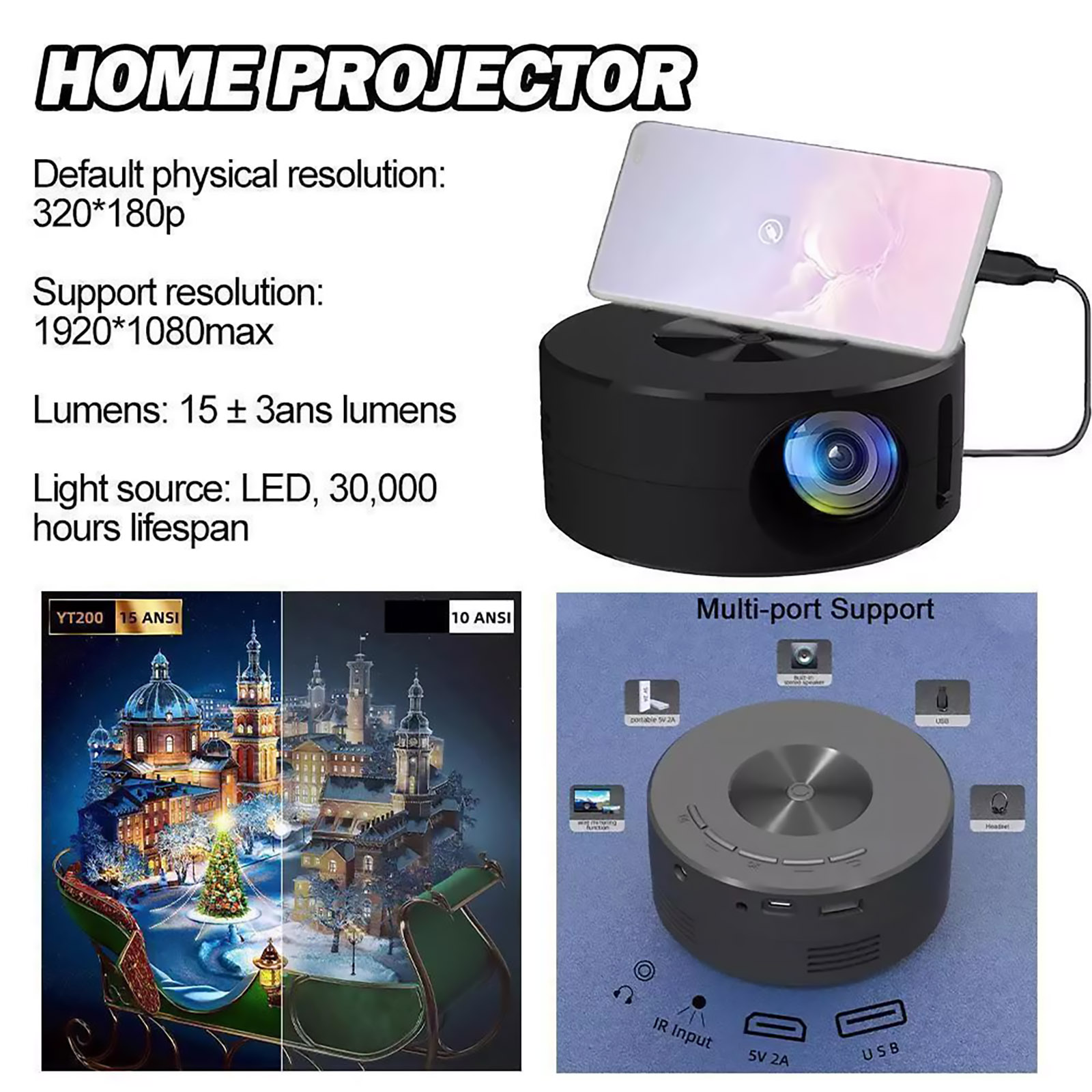 HD 1080P Mini Portable Project - Home Cinema Compact 리뷰 및 가격