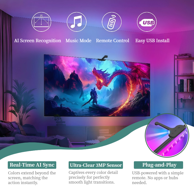 WACUAAO AI Sync LED TV Backlig - Home Cinema Furniture 리뷰 및 가격